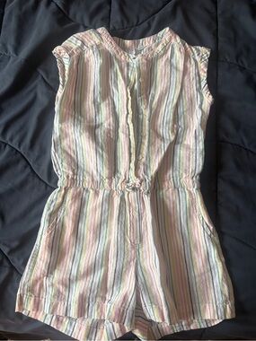 GAP Girls' Pastel Multicolor Striped Button Romper